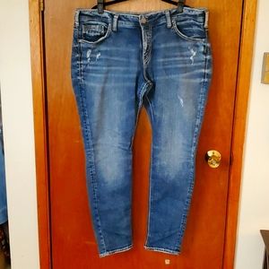 SILVER DISTRESSED JEANS SZ 18X29